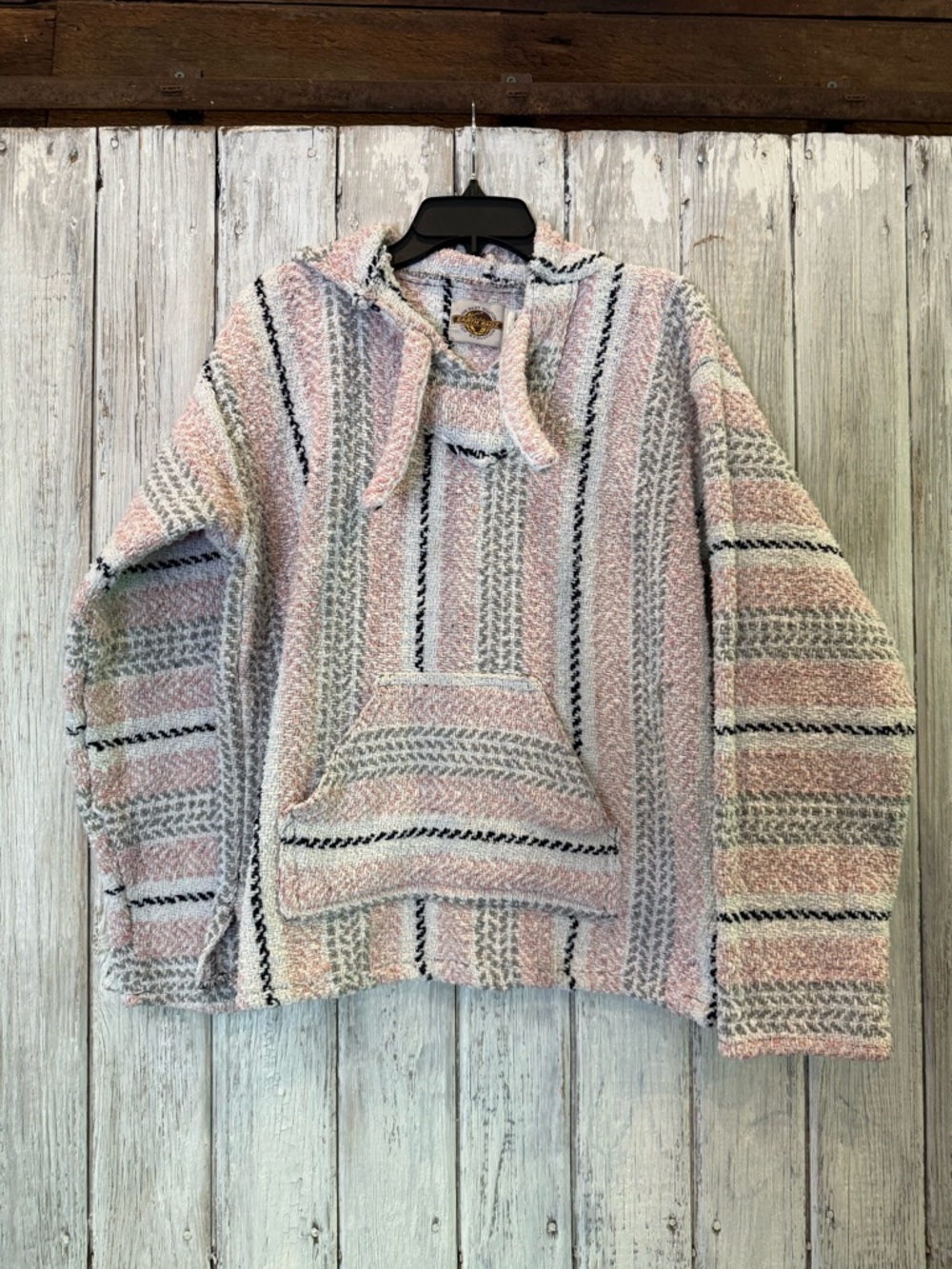 Women’s Striped Baja Hoodie Sweatshirt in Pastel Pink